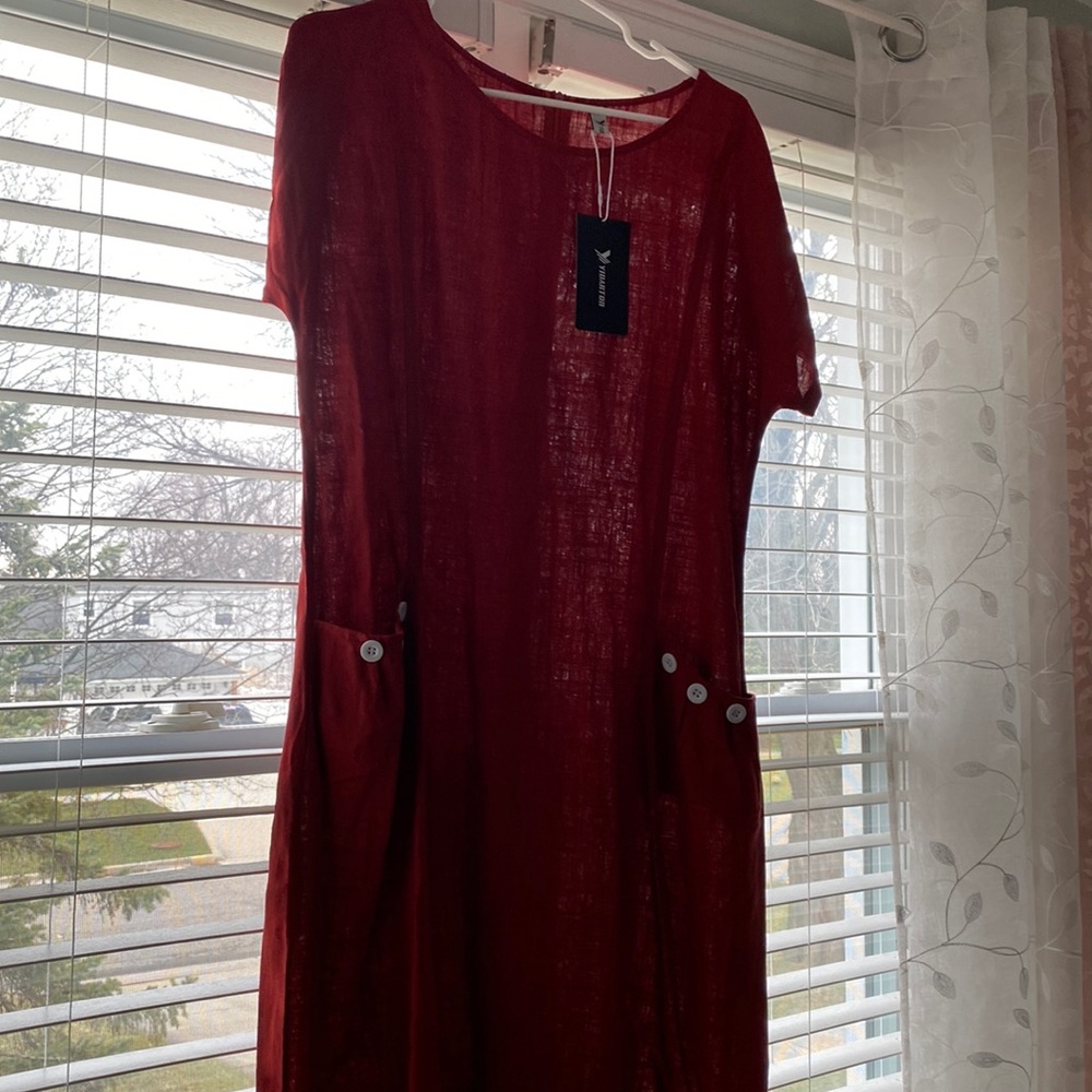 Red button dress